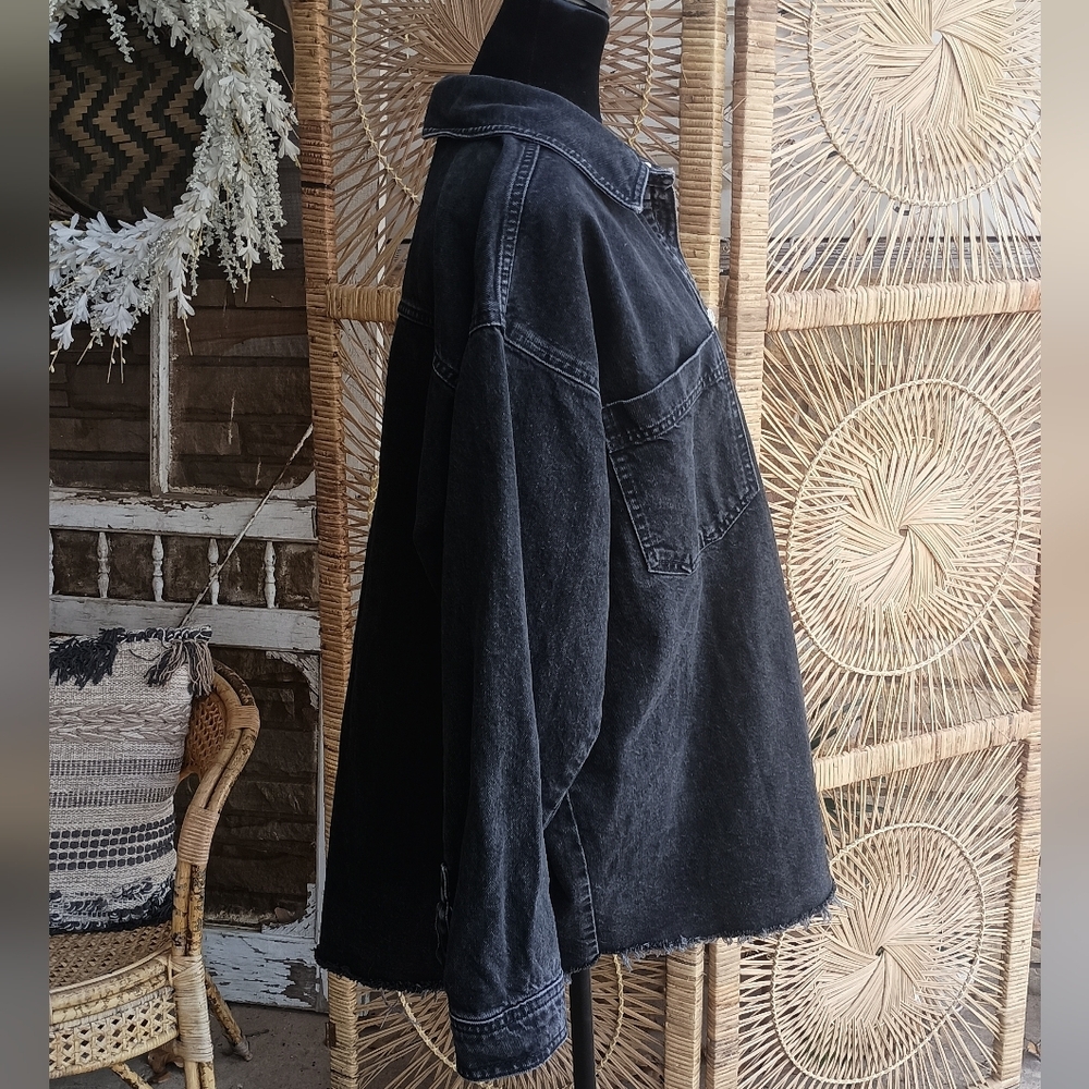 Topshop Charcoal 100% Cotton Denim Shirt Jacket_10 - Picture 8 of 11
